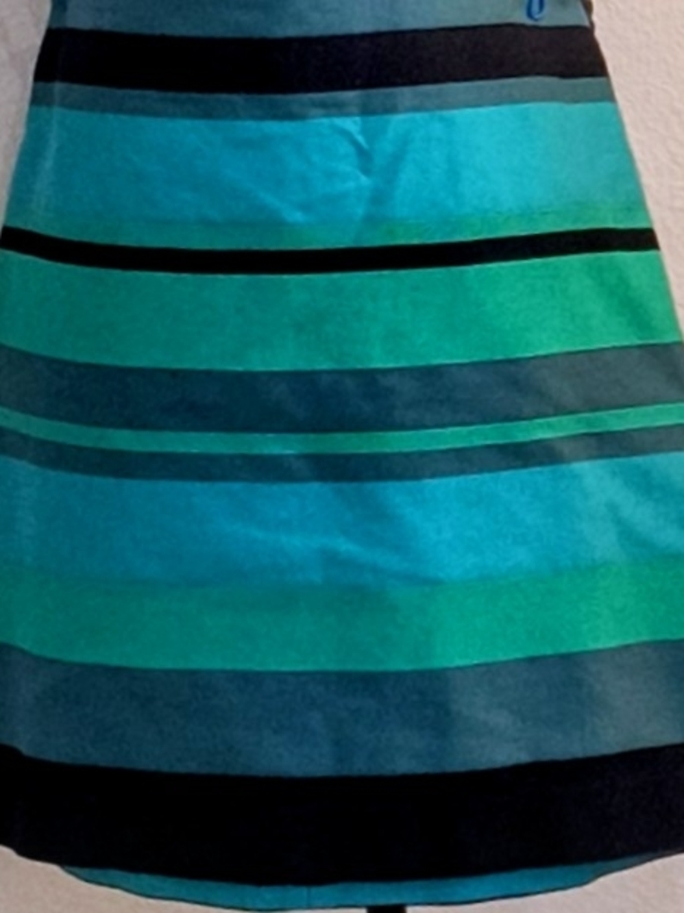 LOFT Teal and Black Striped A-Line Skirt